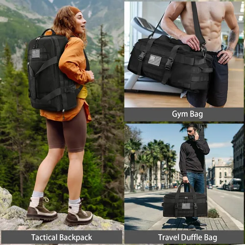 Miniatura 6 de ETRONIK Bolsas de gimnasio para hombres, mochila táctica grande con compartimento para zapatos, bolsa de transporte 3 en 1, mochila de viaje