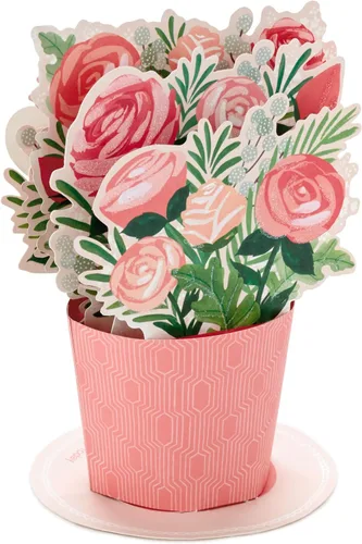 Miniatura 3 de Hallmark Tarjeta emergente del día de San Valentín, ramo de flores rosadas (Happy Heart) Tarjeta 3D de papel maravilloso