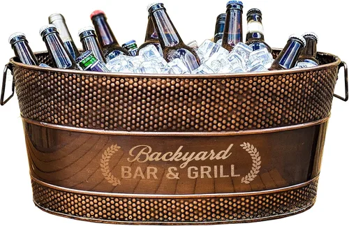 Miniatura 10 de BREKX Aspen - Bañera personalizada de metal para fiestas de acero inoxidable para hielo y bebidas, enfriador de bebidas para bodas, aniversarios