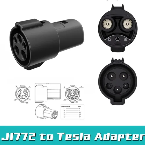 Miniatura 2 de Adaptador J1772 a Tesla para una fácil carga, 60A/240V CA, SAE J1772 Adaptador de cargador compatible con el modelo 3/Y/S/X, protector protector