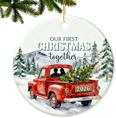 Adorno de primera Navidad juntos 2025 para parejas, nuestra primera Navidad para él, ella, novio, novia, pareja casada, primer adorno de Navidad,