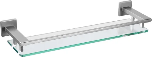 Miniatura 13 de LANC Estante de baño cromado, estantes de vidrio templado flotante de 20 pulgadas, estante rectangular de acero inoxidable montado en la pared