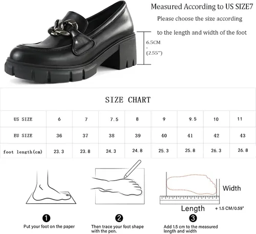 Miniatura 7 de HeneiKecci Chunky Loafer Women Lug Sole Penny Loafer for Women Platform Comfortable Shoes with Metal Chain Women Work Shoes