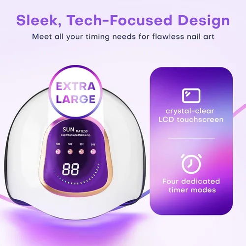 Miniatura 4 de Gugusure Lámpara de uñas UV mejorada. Secador de uñas para esmalte de gel con sensor automático y 4 ajustes de temporizador (blanco brillante)