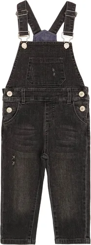 Miniatura 12 de KIDSCOOL SPACE Pantalones de mezclilla ajustados para bebés y niños pequeños, overol de mezclilla con bolsillo grande rasgado