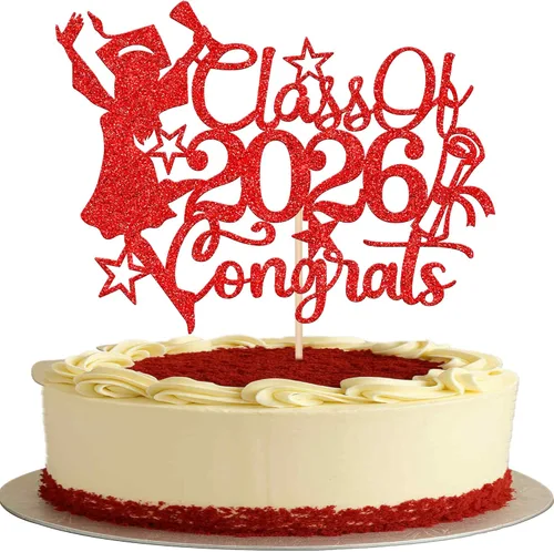 Miniatura 11 de 1 paquete de decoración para tarta de graduación para niña, con purpurina, para diploma, decoración para adultos mayores 2026, para niñas, escuela