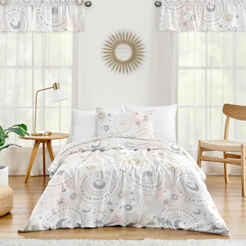 Miniatura 9 de Sweet Jojo Designs Juego de edredón individual de 2 piezas (arcoíris bohemio rosa) para niñas, niños, ropa de cama para niños, ropa de cama en una