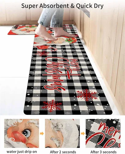 Miniatura 4 de Tapete de baño de Navidad con Papá Noel, antideslizante, de secado rápido y absorbente, de tierra de diatomeas, para fregadero de cocina, lavable