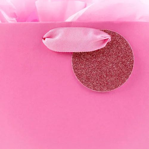 Miniatura 5 de Hallmark - Bolsa de regalo con papel de seda (tamaño grande), diseño de lunares, color rosa, M, Rayas rosadas medias