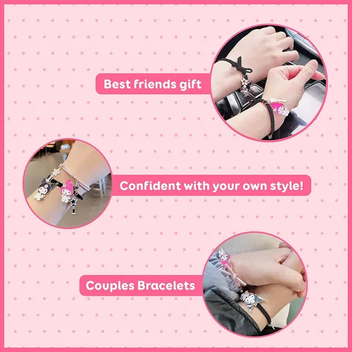 Miniatura 3 de Kuromi And My Melody - Pulsera magnética para parejas, relación de atracción mutua a juego, pulsera de cuerda para él y ella, regalo para mejor amiga