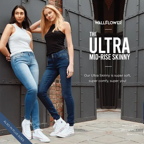 Miniatura 8 de WallFlower Jeans ultra ajustados Insta Soft Juniors de tiro medio para mujer (estándar y extragrande)