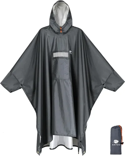 Miniatura 50 de ANYOO Poncho de lluvia con capucha para adultos, impermeable, ligero, para hombres y mujeres, chaqueta de lluvia reutilizable para emergencias al