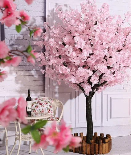 Árboles de cerezo artificiales hechos a mano, árbol rosa claro, para interiores y exteriores, hogar, oficina, fiesta, boda (4 pies de alto/1.2M)