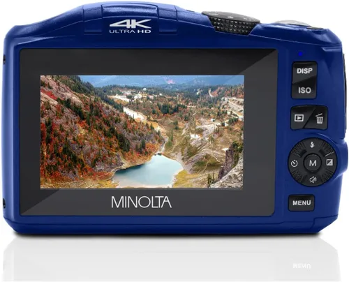 Miniatura 5 de Minolta Cámara digital de 48 MP: video 4K Ultra HD, zoom digital 16X, pantalla LCD de 3.0 pulgadas, antivibración, lapso de tiempo, detección Azul