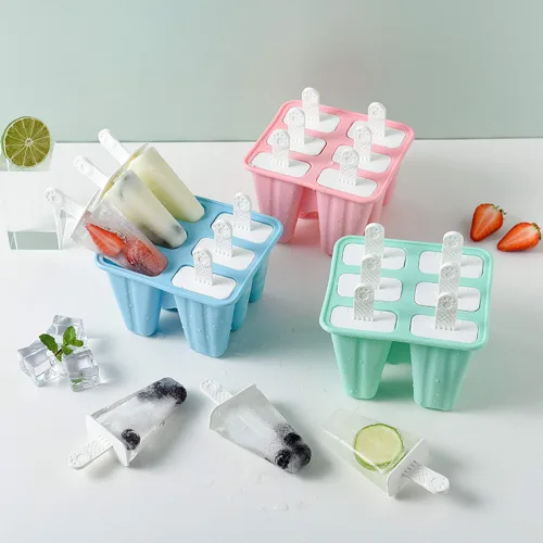 Miniatura 2 de Moldes para paletas de hielo, 6 piezas de silicona de grado alimenticio, sin BPA, reutilizable, fácil liberación, máquina de paletas de hielo