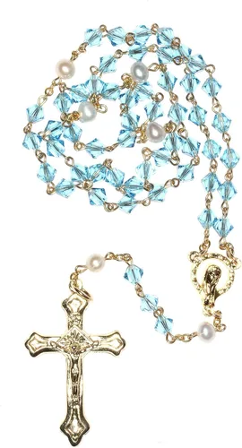Miniatura 3 de Rosario de oración católica de cristal austriaco y piedras preciosas - Incluye bolsa de rosario, cómo rezar el rosario, significado de la piedra