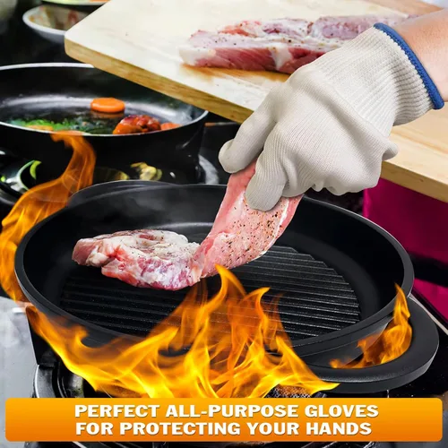 Miniatura 7 de Guantes resistentes al calor para cocinar: 2 pares de guantes de algodón para ollas de cocina, guantes de cocina para hornear, guantes de cocina al