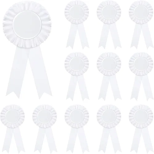 Miniatura 14 de 12 Piezas de Cintas de Premio en Blanco, Premio de 1er Lugar, Medalla Roseta, Ganador, Reconocimiento de Victoria, Cinta de Participación para Rosa