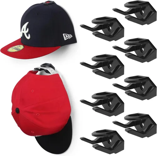 Modern JP Ganchos adhesivos para sombreros de pared (paquete de 8) – Perchero para gorras de béisbol, pantalla minimalista para sombreros, ganchos