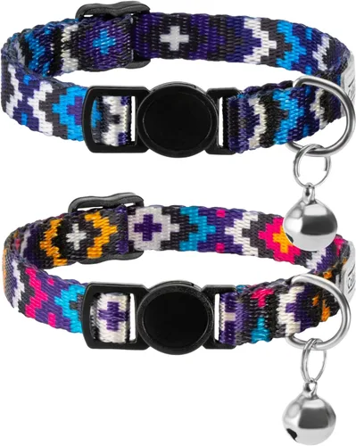Miniatura 15 de CollarDirect Cat Collar Breakaway with Removable Bell Set of 2 PCS Azteca y étnica