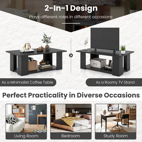 Miniatura 6 de GOFLAME Mesa auxiliar con almacenamiento, mesa central moderna para espacios pequeños, mesas de té decorativas para sala de estar, sala de Negro
