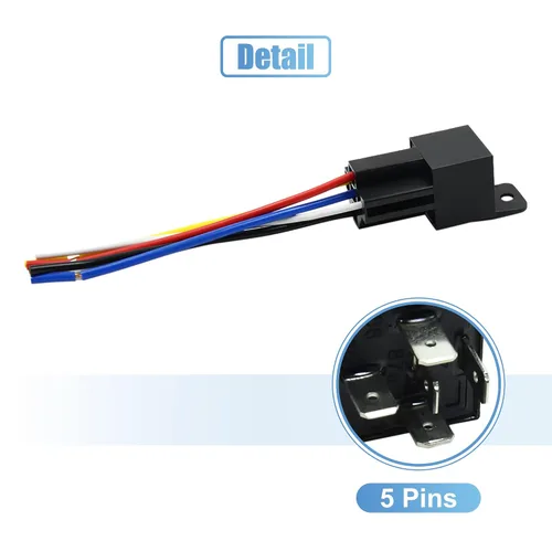 Miniatura 4 de uxcell JD-1914 5 Pin DC 12V 40A Universal Vehículo Vehículo Motor Fusible Relé Interruptor Poder con Arnés