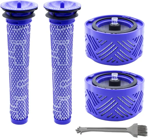 Paquete de 4 filtros de vacío de repuesto 2 filtros de poste, 2 prefiltros compatibles con filtros Dyson V6 Hepa, reemplazo total total de piezas