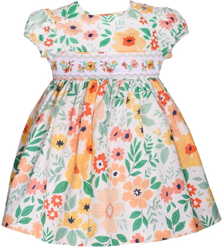 Bonnie Jean Vestido de Pascua para niña, vestido fruncido floral de primavera para bebés y niñas pequeñas