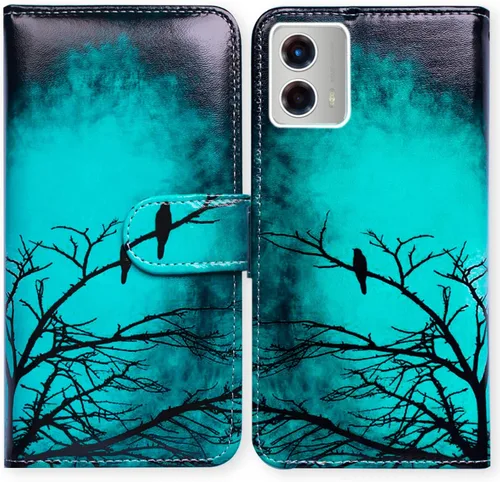 Bcov Funda para Moto G 5G 2023, diseño de pájaro negro y verde con tapa para teléfono con ranura para tarjetas, soporte para Motorola Moto G 5G 2023
