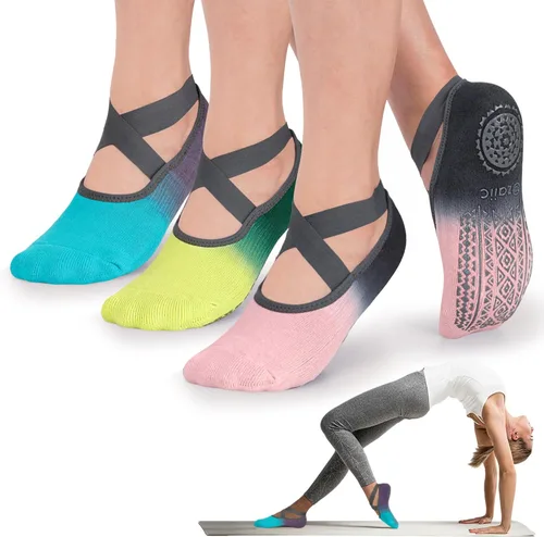 Miniatura 127 de Ozaiic - Calcetines de yoga para mujer con correas y agarres antideslizantes, ideales para pilates, Pure Barre, ballet, danza y entrenamiento