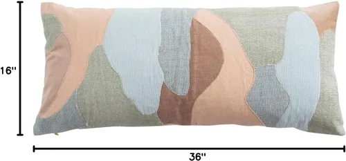 Miniatura 4 de Creative Co-Op Almohada lumbar de mezcla de algodón, 36 pulgadas de largo x 16 pulgadas de ancho x 2 pulgadas de alto, multicolor