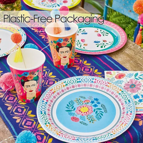 Miniatura 4 de Talking Tables 12 platos de papel florales bohemios de 9 pulgadas, decoraciones del Cinco de Mayo, platos de papel mexicano, platos de fiesta