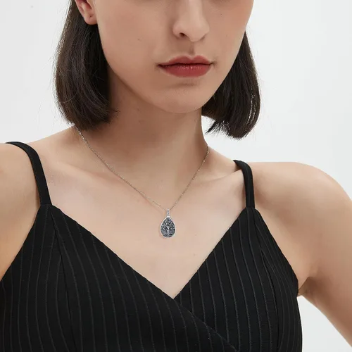 Miniatura 84 de Collar con colgante de urna de cenizas de cremación y árbol de la vida para mujer, plata de ley US1