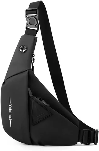 Chiantera - Bolso cruzado pequeño para hombre, mochila de hombro casual para senderismo, viajes, correr, mochila de pecho (negro), Negro -