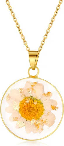 Miniatura 10 de Forget-Me-Not and Queen Anne's Lace Pressed Wildflower Necklace Birth Month Real Flower Necklace Gold/Silver Pressed Flower Jewelry