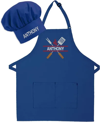 Miniatura 10 de Delantal bordado personalizado para adultos, hecho en los Estados Unidos, para hombres, mujeres, día del padre, cocina, barbacoa, parrilla, regalo