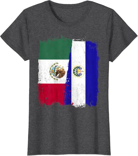 Miniatura 6 de Camiseta con la bandera mexicana de El Salvador con la mitad de la bandera mexicana de El Salvador