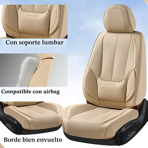 Miniatura 3 de Coverado Juego completo de fundas de asiento de automóvil, fundas de asiento para automóviles, fundas de asiento de coche beige para asientos