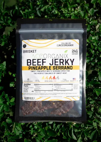 Miniatura 7 de Ace Organix Bocadillo de carne seca prémium de pechuga, varios sabores, fabricado en Estados Unidos (paquete variado de 5 sabores)