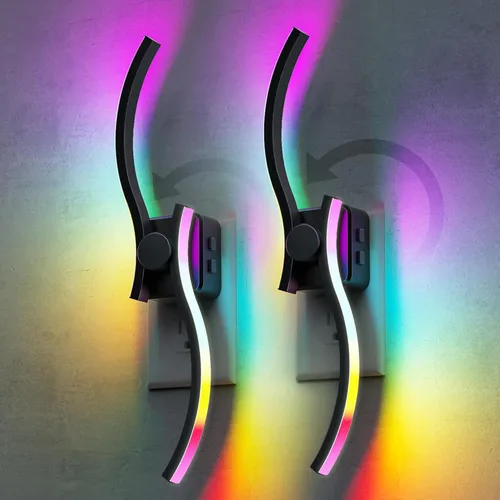 Miniatura 36 de Luces nocturnas que se enchufan a la pared, luz nocturna que cambia de color con enchufe giratorio, sensor de luz del atardecer al amanecer y brillo