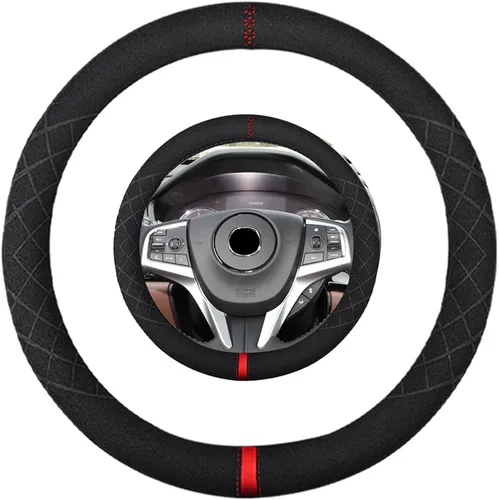 Miniatura 37 de Funda de volante de ante K LAKEY, compatible con Dodge Avenger Grand Caravan Challenger Charger, cubierta de volante deportiva antideslizante