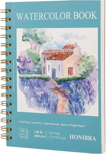 Miniatura 10 de Bloc de papel de acuarela de 3.5 x 5.5 pulgadas, pequeño cuaderno de bocetos de acuarela de 140 libras/10.58 oz, 30 hojas encuadernadas en espiral