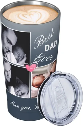 Miniatura 4 de Vaso personalizado personalizado con foto texto imagen regalo en el día del padre, cumpleaños para papá, marido, abuelo, taza de café aislada