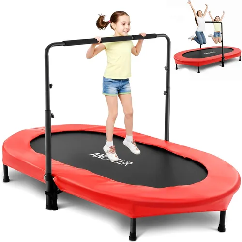 Miniatura 9 de Trampolín para niños, trampolín para niños pequeños, deportes de interior y juegos al aire libre, 56 pulgadas, capacidad de 220 libras