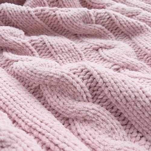 Miniatura 6 de Manta de punto de felpilla gruesa con 14 piezas con pompones, súper suave, acogedora y cálida, para sofá y cama, sofá suave, 50 x 60 pulgadas (rosa)