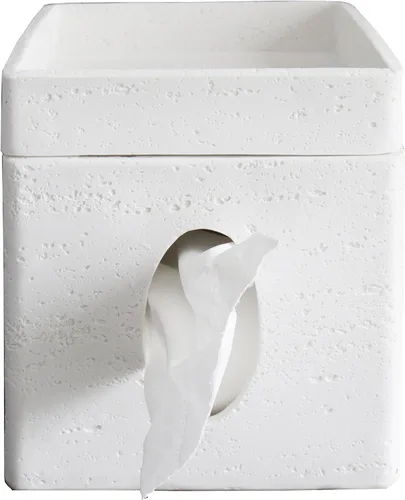 Miniatura 13 de Hymmah Soporte cuadrado para caja de pañuelos con bandeja, diseño único de cubo, dispensador de pañuelos para decoración para encimeras de tocador
