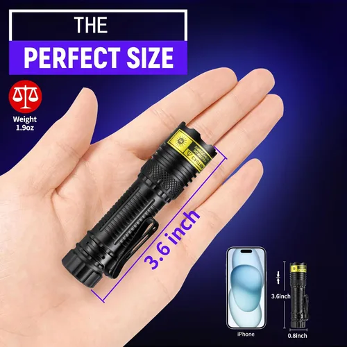 Miniatura 2 de DARKDAWN Linterna UV de 365 nm, luz negra, mini y potente USB- C linternas LED recargable, lámpara de madera, linterna portátil de enfoque ajustable