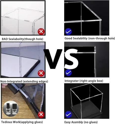 Miniatura 8 de Vitrina de acrílico transparente para coleccionables, caja de exhibición de acrílico con base, escaparate organizador de protección a prueba