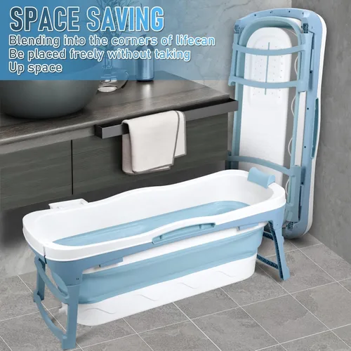 Miniatura 9 de Bañera portátil para adultos, bañera plegable de 56 pulgadas para adultos, bañera independiente para ducha, baño de hielo, bañera de sentada