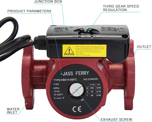 Miniatura 2 de JASSFERRY Bomba de recirculación de agua caliente Sistema de recirculación 115V NPT Bombas de repuesto de circulación de 1 pulgada para calentador